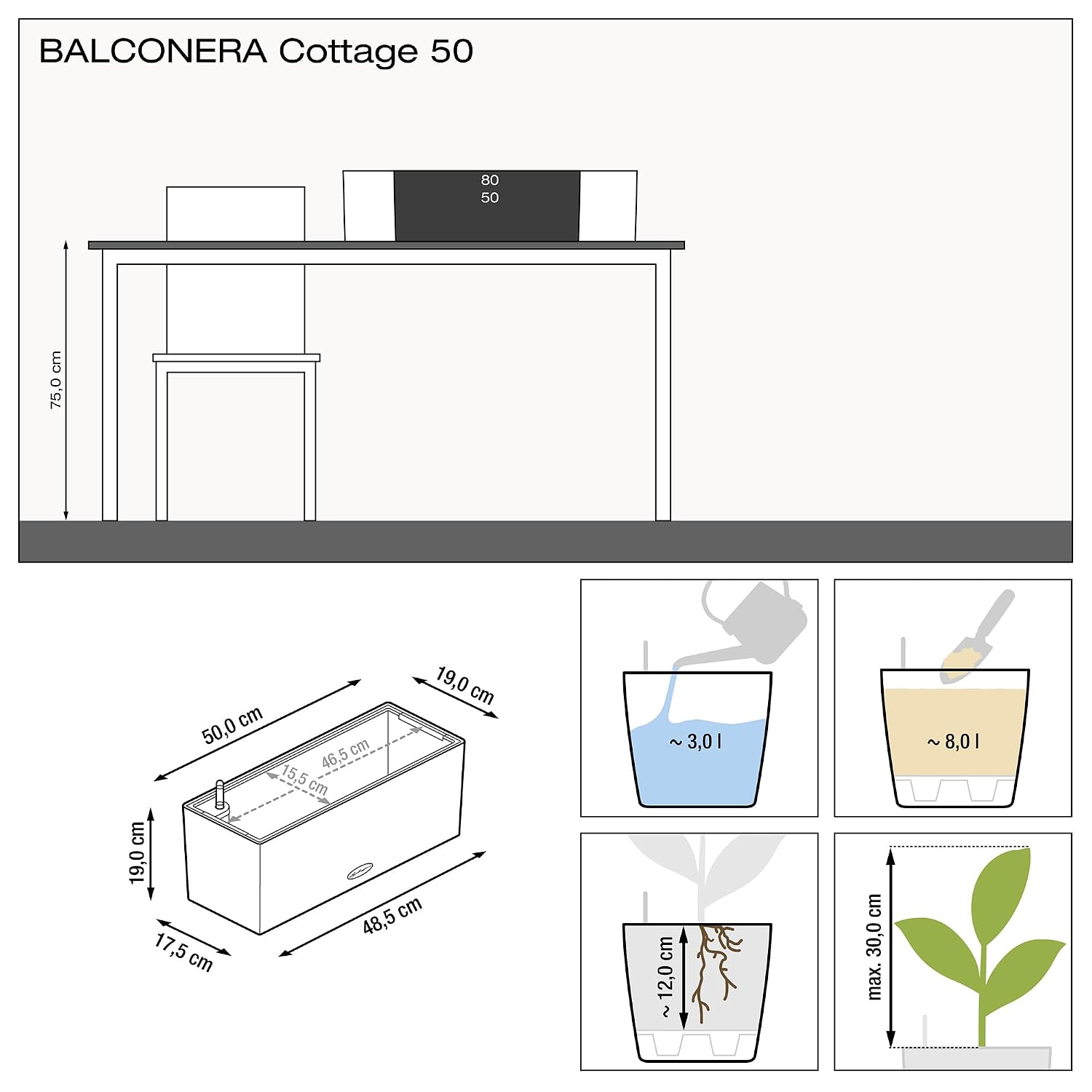 BALCONERA Cottage 50 Mocha, Se - Self Watering Planter review and price